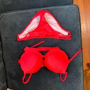 Red Extra Padded Bikini top and bottom